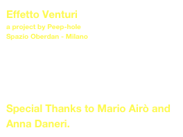Effetto Venturi
a project by Peep-hole
Spazio Oberdan - Milano




Special Thanks to Mario Airò and Anna Daneri.